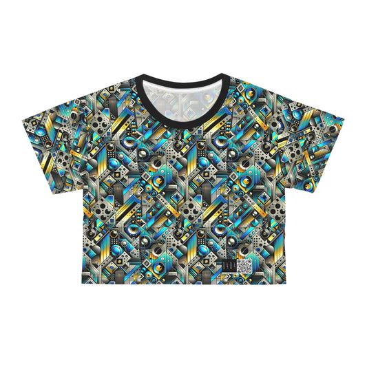 Tech Art Fusion Tech-Forward Streetwear Crop Tee - 8404 Design-50