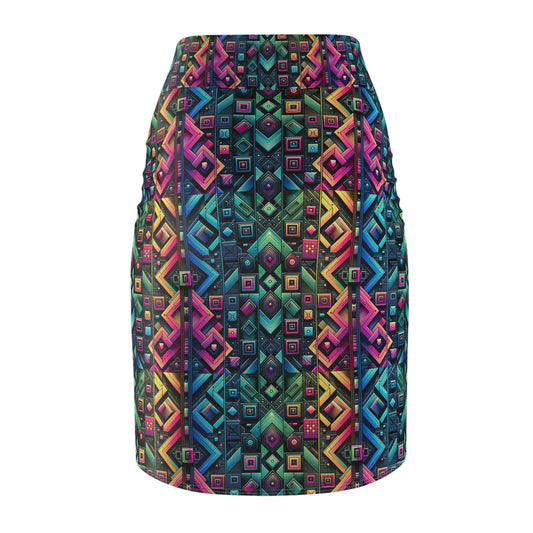 Tech-Inspired Graphics Cyberpunk Cool Women's Pencil Skirt - 8404 Design-58