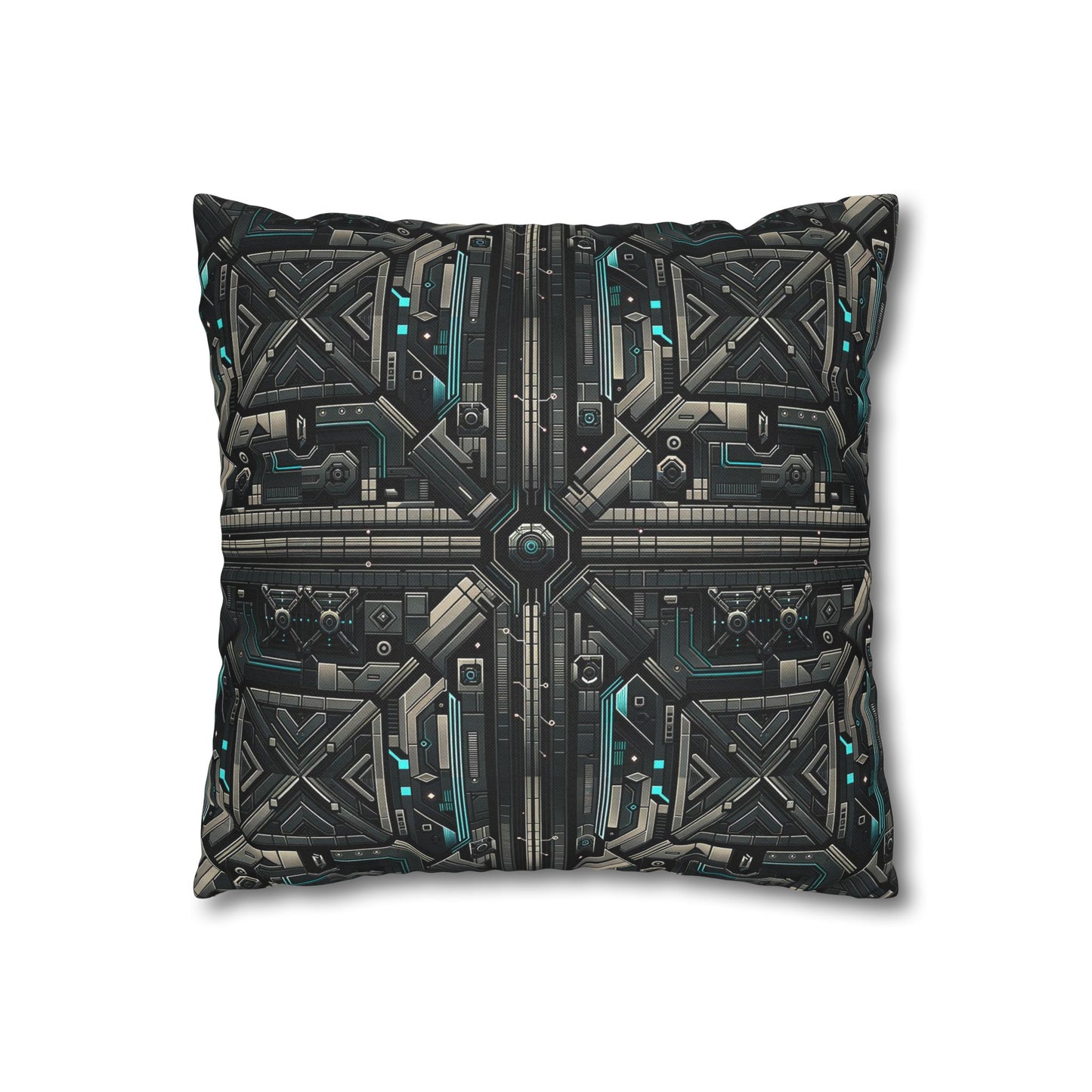 Tech Noir Futuristic Tech Aesthetic with a Dark Twist Spun Polyester Square Pillowcase - 8404 Design-59