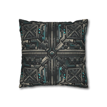 Tech Noir Futuristic Tech Aesthetic with a Dark Twist Spun Polyester Square Pillowcase - 8404 Design-59