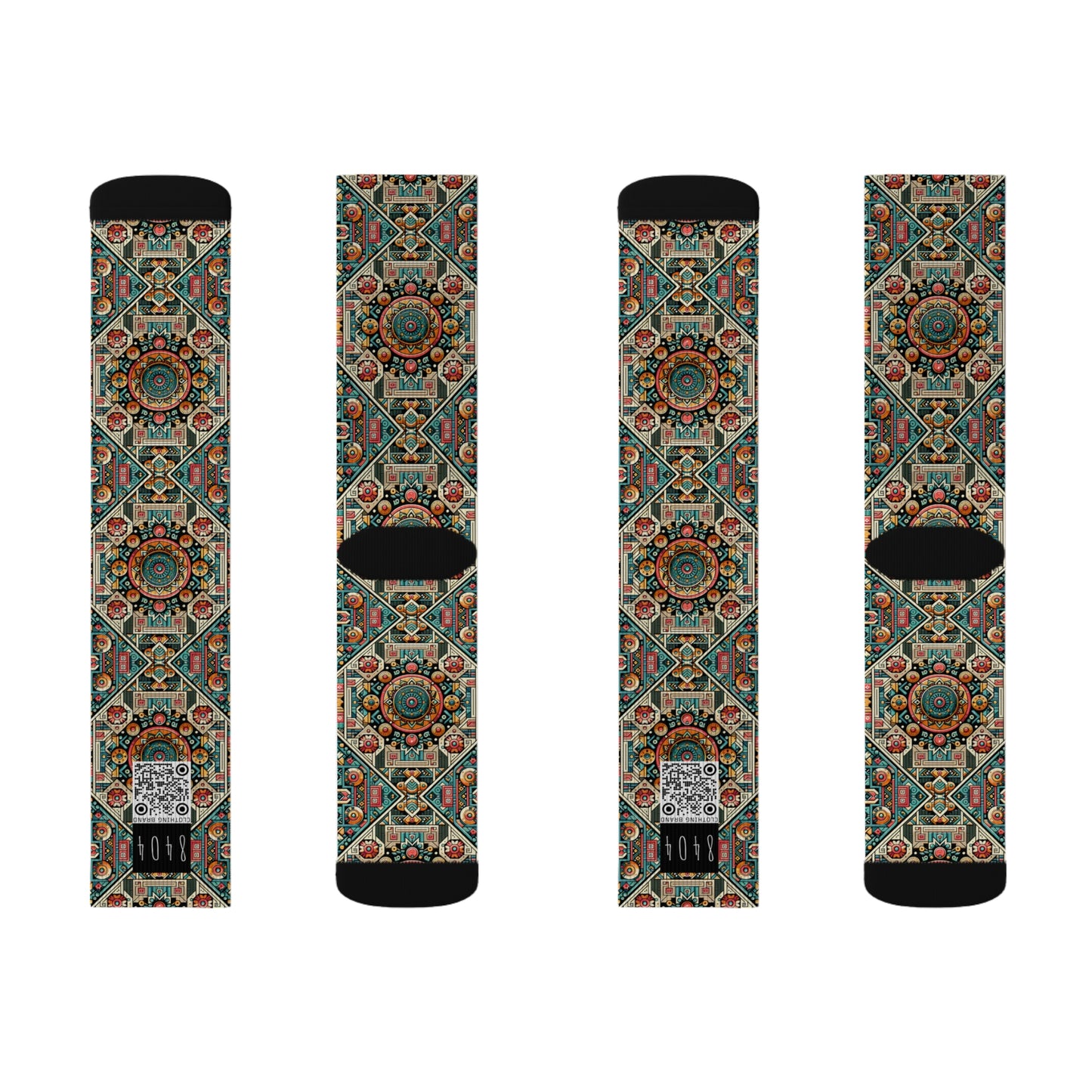 Cultural Fusion Tech Blend of Cultural Heritage With Tech-Inspired Elements Sublimation Socks - 8404 Design-74