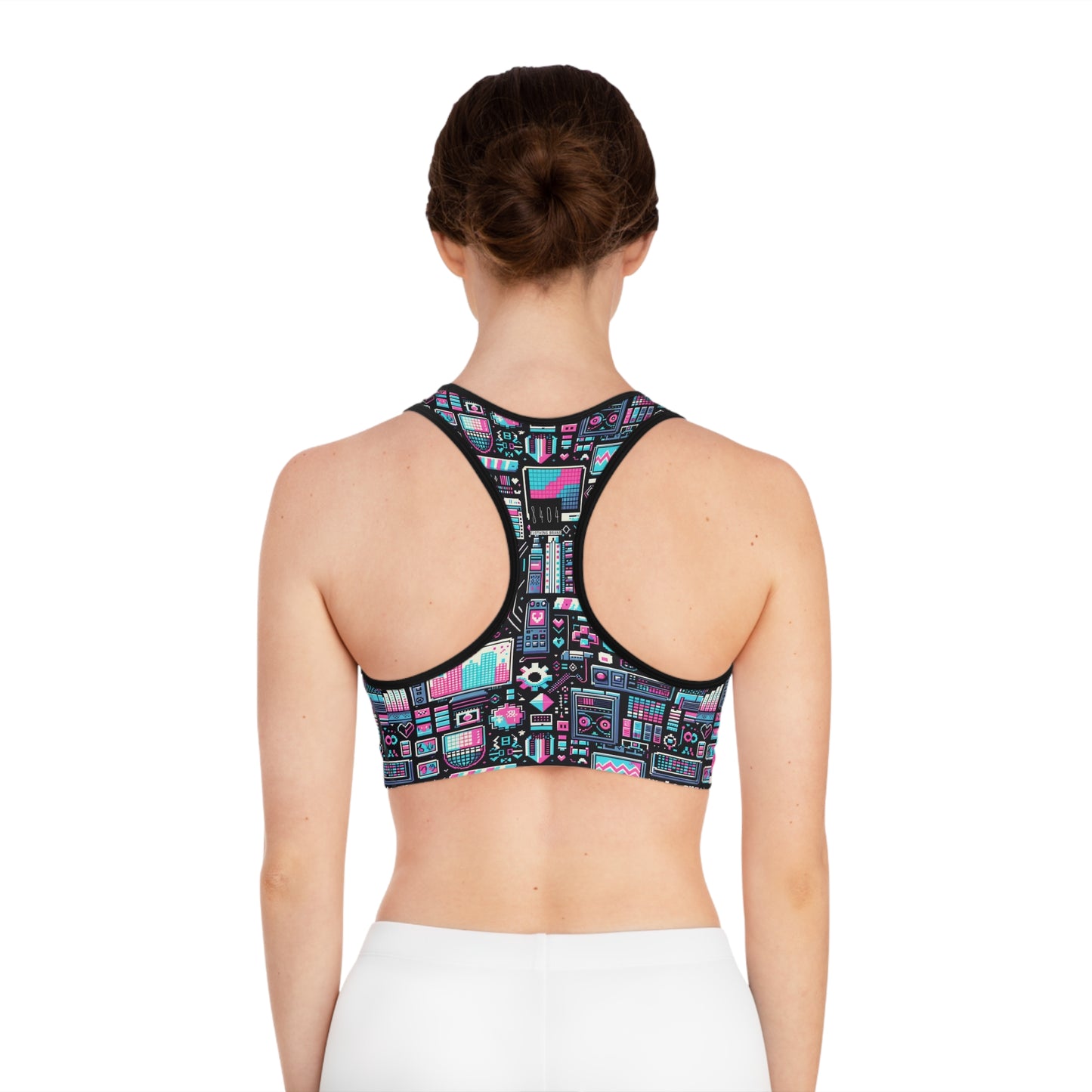 Digital Rebellion Youthful Streetwear with a Rebellious Digital Twist Sports Bra - 8404 Design-71