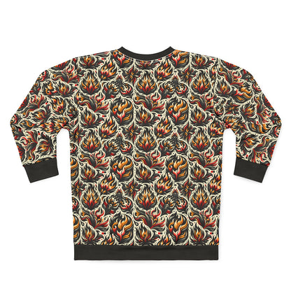 Fire & Flames Bold Streetwear Statement Sweatshirt - 8404 Design-57