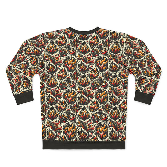 Fire & Flames Bold Streetwear Statement Sweatshirt - 8404 Design-57