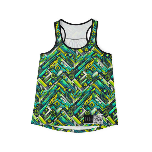Tech-Infused Neon Tech-Forward Streetwear Women's Tank Top - 8404 Design-52