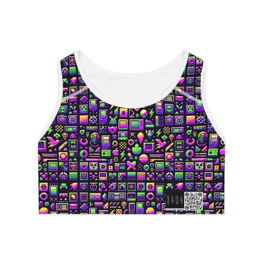Digital Nostalgia Remix Modern Vintage Fusion Sports Bra - 8404 Design-49