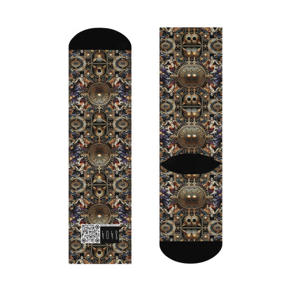 Digital Renaissance Luxurious Streetwear Inspired By Classical Art With a Modern Twist Cushioned Crew Socks - 8404 Design-55