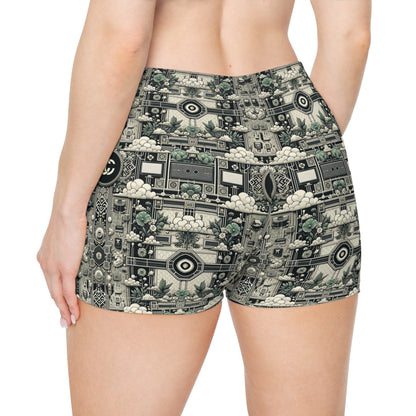 Cyber Garden Party Tech Garden Extravaganza Women's Shorts - 8404 Design-54