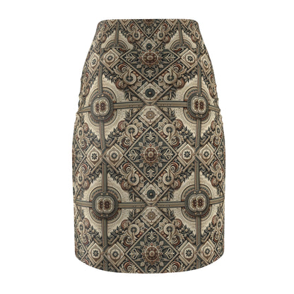 Graphic Workwear Capsule Artisanal Workwear Fusion Women's Pencil Skirt - 8404 Design-61