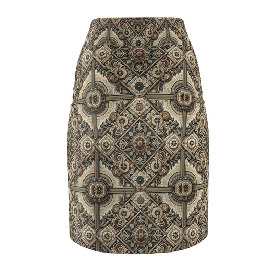 Graphic Workwear Capsule Artisanal Workwear Fusion Women's Pencil Skirt - 8404 Design-61