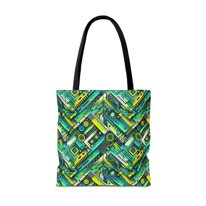Tech-Infused Neon Tech-Forward Streetwear Tote Bag - 8404 Design-52