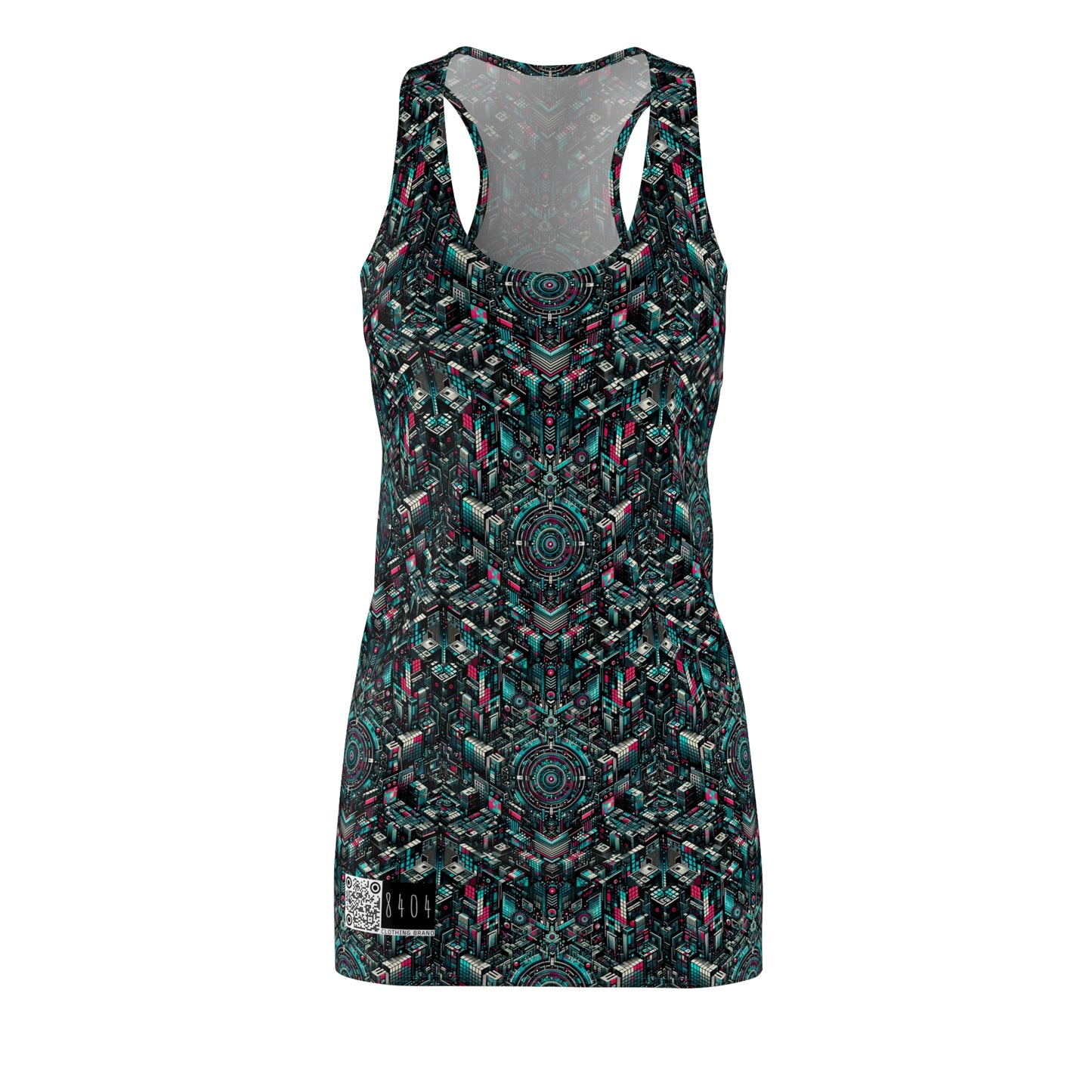 Digital Rebellion Tech-Inspired Streetwear Women's Cut & Sew Racerback Dress - 8404 Design-54