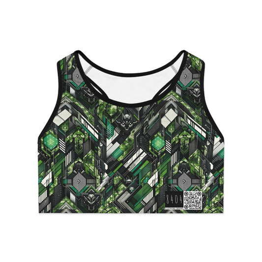 Tech Camo Fusion Tech-Forward Streetwear With a Futuristic Edge Sports Bra - 8404 Design-58