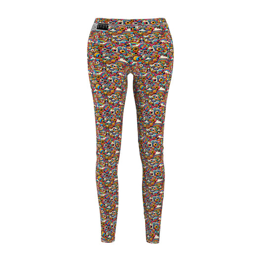 Neon Pop Playful Pop Culture Mashup Women's Cut & Sew Casual Leggings - 8404 Design-62