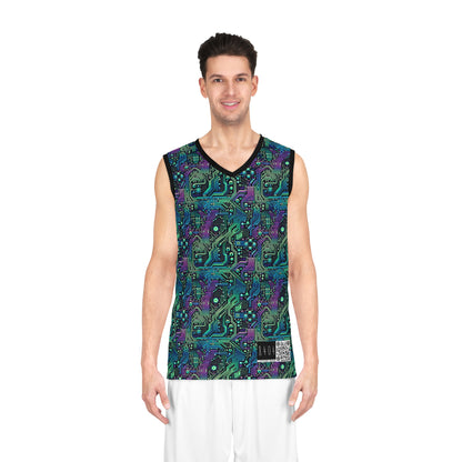 Tech-Infused Neon Tech-Forward Streetwear Basketball Jersey - 8404 Design-66