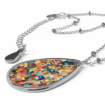 Digital Artistic Expression Artistic Streetwear Oval Necklace - 8404 Design-46