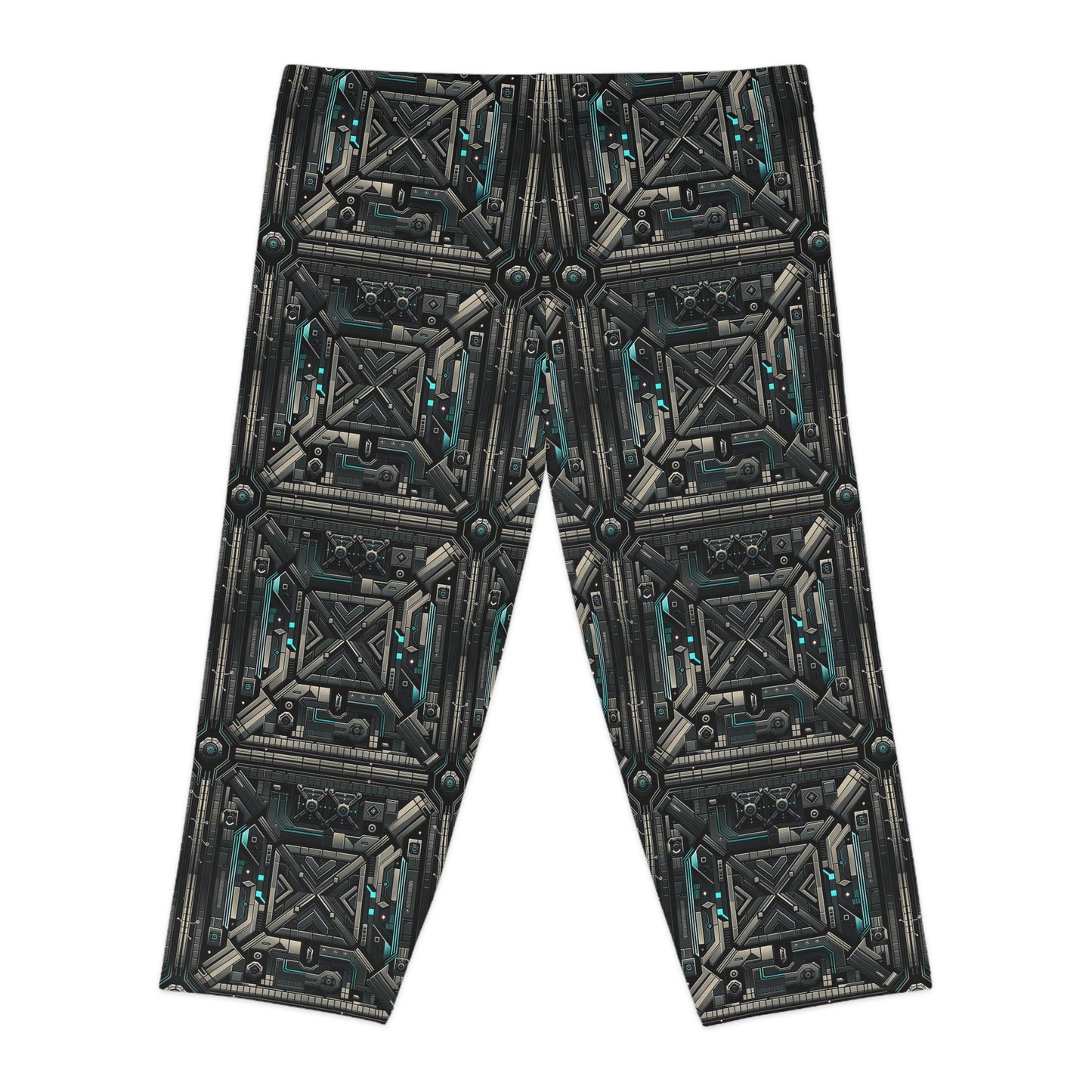 Tech Noir Futuristic Tech Aesthetic with a Dark Twist Women's Capri Leggings - 8404 Design-59