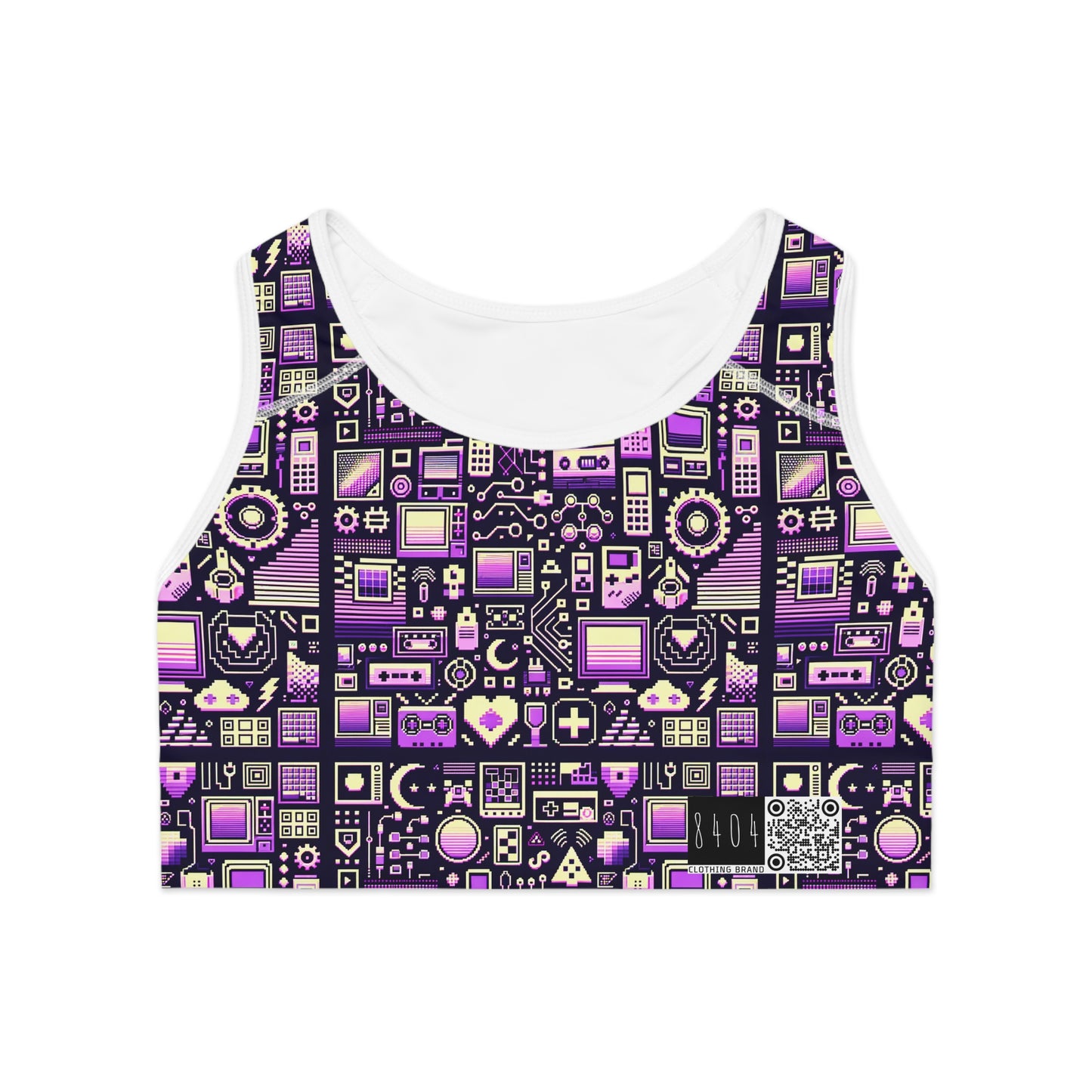 Digital Nostalgia Remix Modern Vintage Fusion Sports Bra - 8404 Design-54