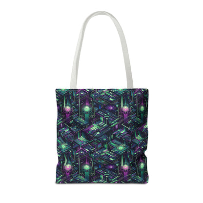 Tech Noir Aesthetics Tech-Forward Urban Dystopia Tote Bag - 8404 Design-43