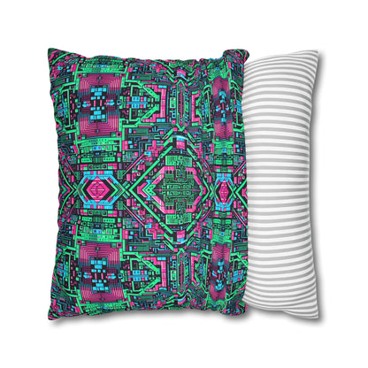 Digital Glitch Vibes Tech-Inspired Streetwear Faux Suede Square Pillowcase - 8404 Design-71