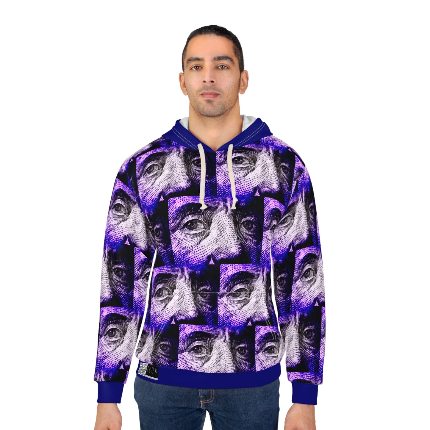 8404 Unisex Adult's "Benny" Fashion Pullover Hoodie in Dark Blue-Magenta