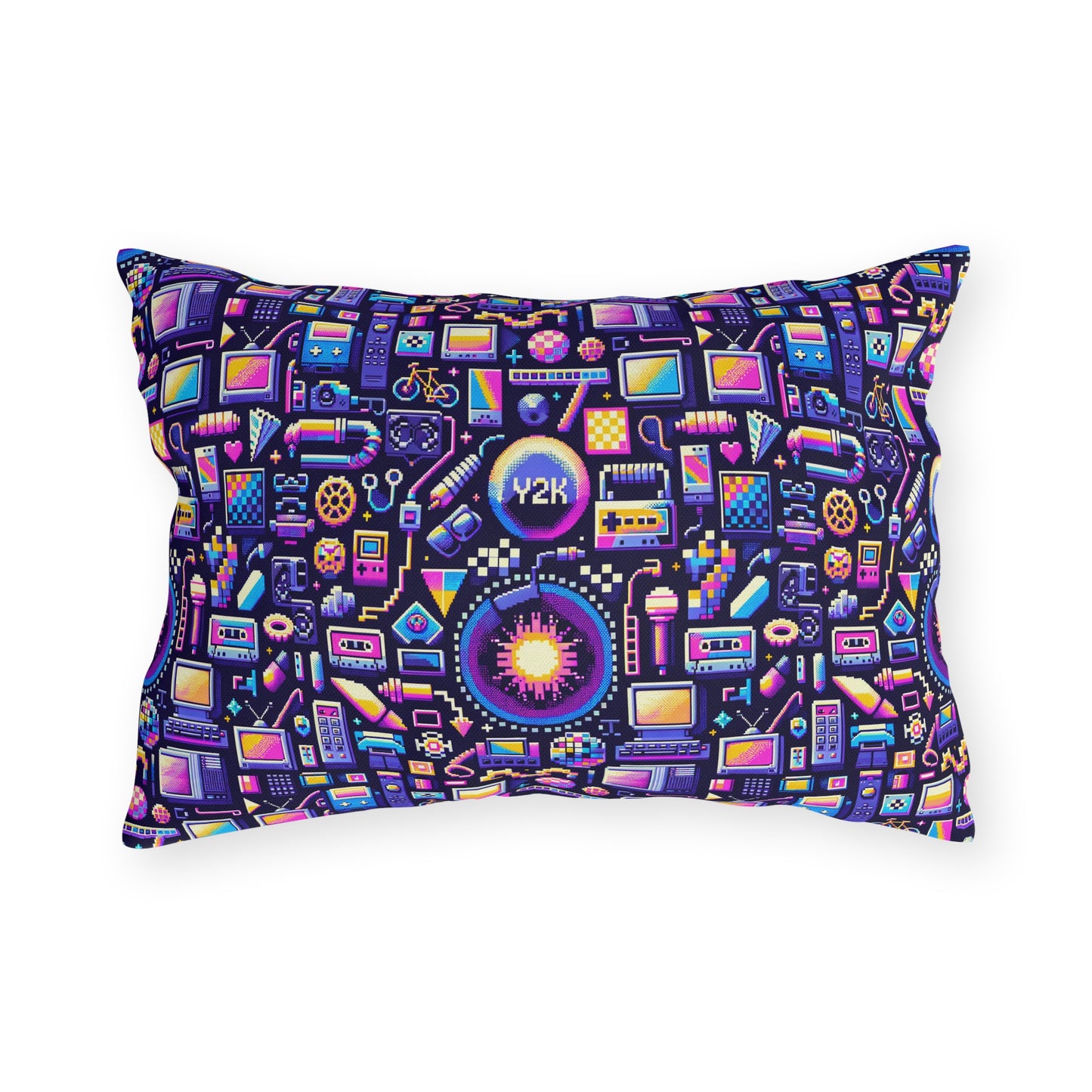 Digital Nostalgia Modern Retro Fusion Outdoor Pillow - 8404 Design-64