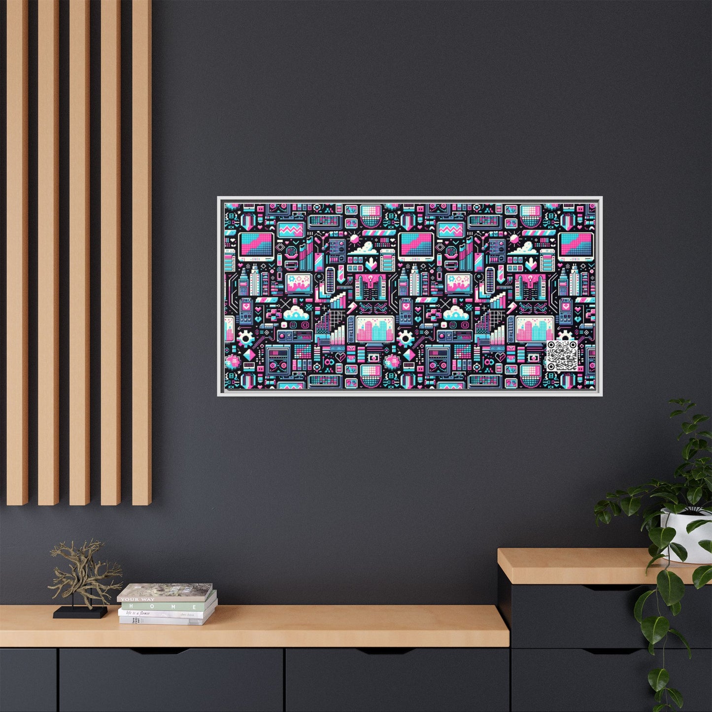 Digital Rebellion Youthful Streetwear with a Rebellious Digital Twist Matte Canvas, Framed (multi-color) - 8404 Design-71 B