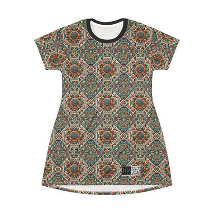 Cultural Fusion Tech Blend of Cultural Heritage With Tech-Inspired Elements T-Shirt Dress - 8404 Design-74