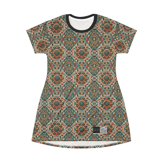 Cultural Fusion Tech Blend of Cultural Heritage With Tech-Inspired Elements T-Shirt Dress - 8404 Design-74