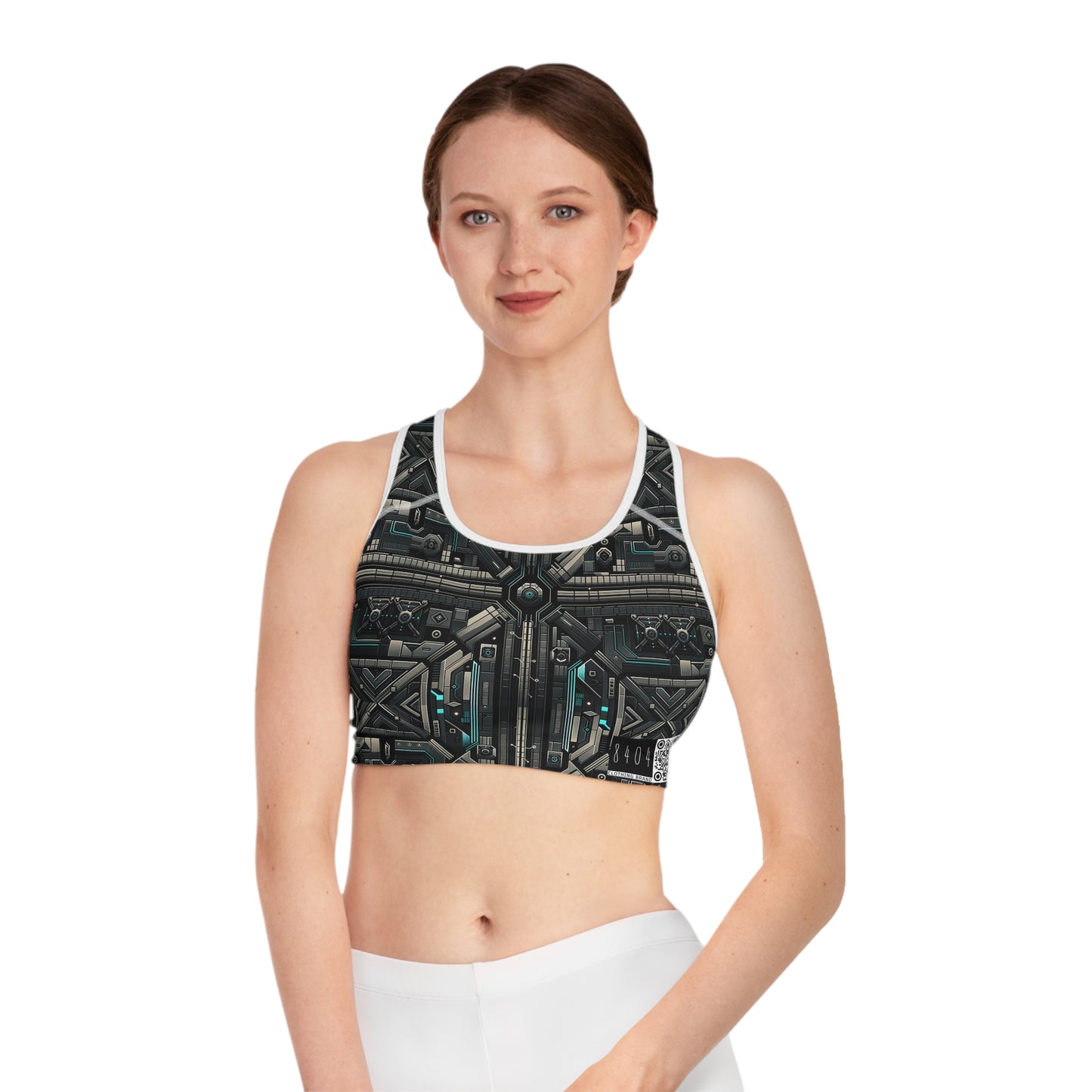 Tech Noir Futuristic Tech Aesthetic with a Dark Twist Sports Bra - 8404 Design-59
