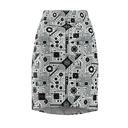 Digital Minimalism Minimalist Tech Women's Pencil Skirt - 8404 Design-48