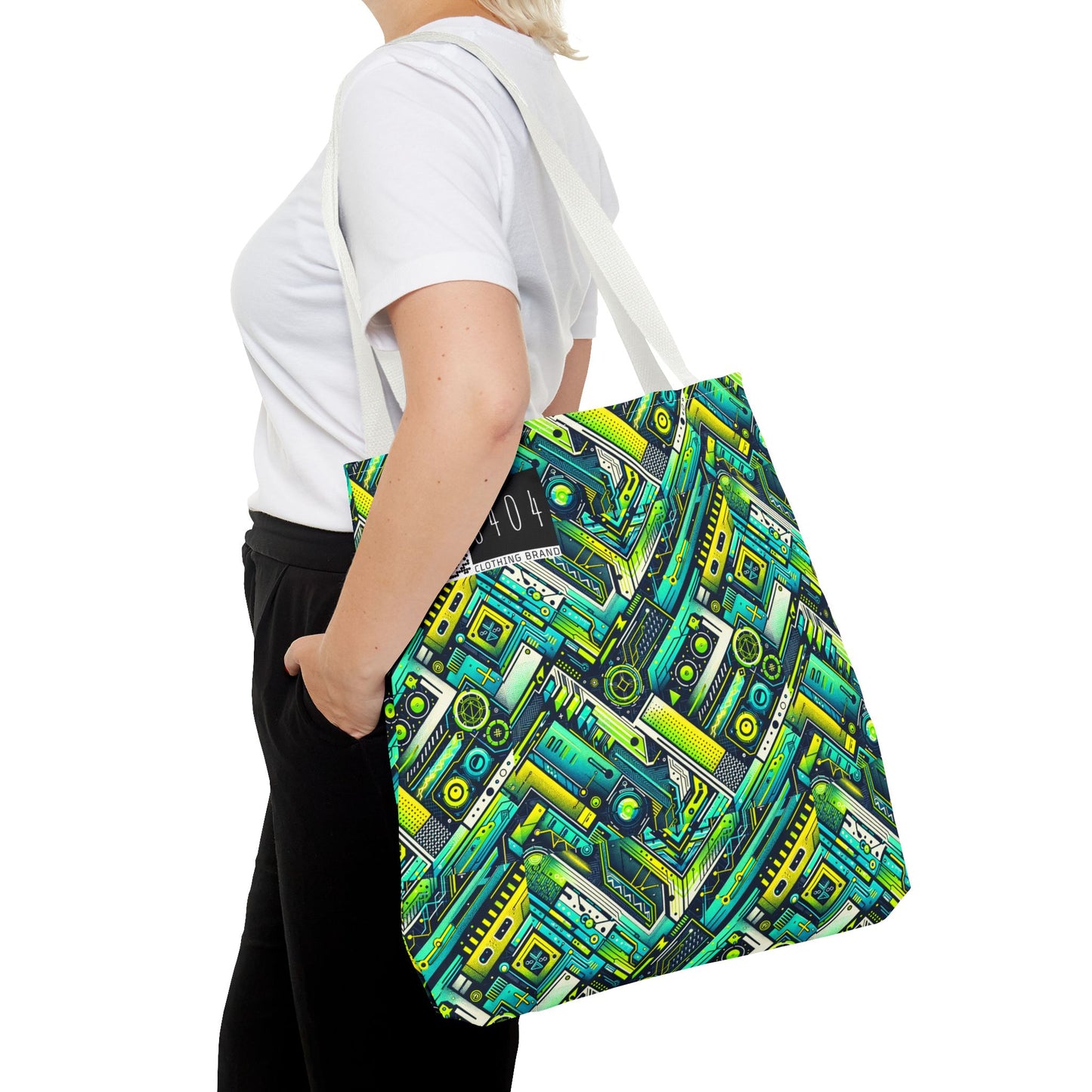 Tech-Infused Neon Tech-Forward Streetwear Tote Bag - 8404 Design-52