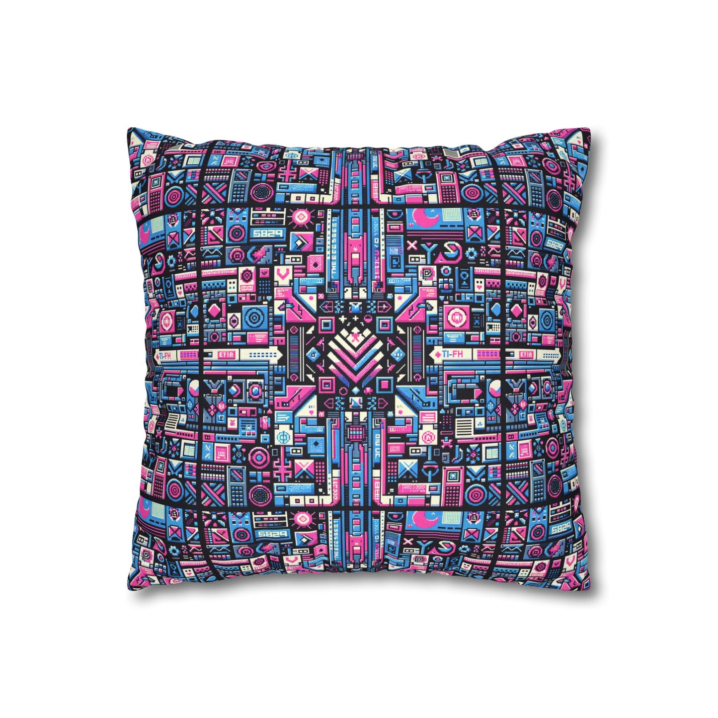 Digital Rebellion Youthful Streetwear with a Rebellious Digital Twist Spun Polyester Square Pillowcase - 8404 Design-65