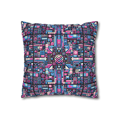 Digital Rebellion Youthful Streetwear with a Rebellious Digital Twist Spun Polyester Square Pillowcase - 8404 Design-65