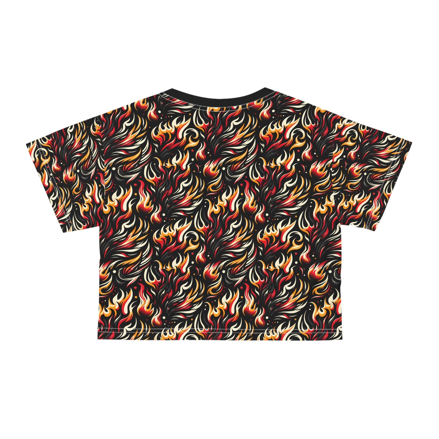 Fire & Flames Bold Streetwear Statement Crop Tee - 8404 Design-60