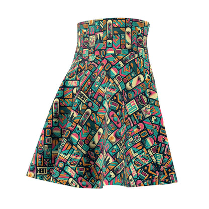 Skate Culture Revival Urban Retro Cool Women's Skater Skirt - 8404 Design-61