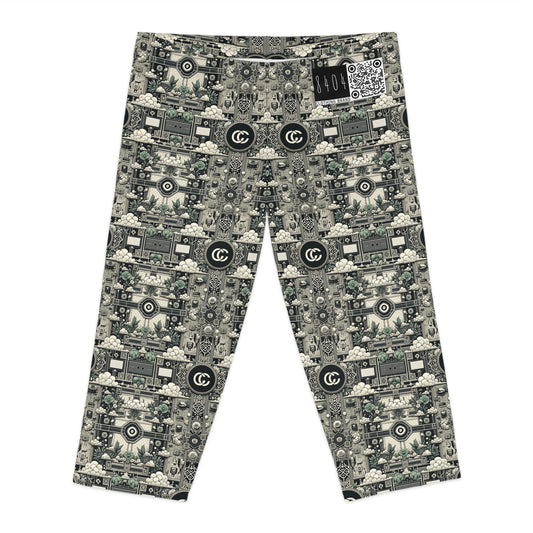 Cyber Garden Party Tech Garden Extravaganza Women's Capri Leggings - 8404 Design-54