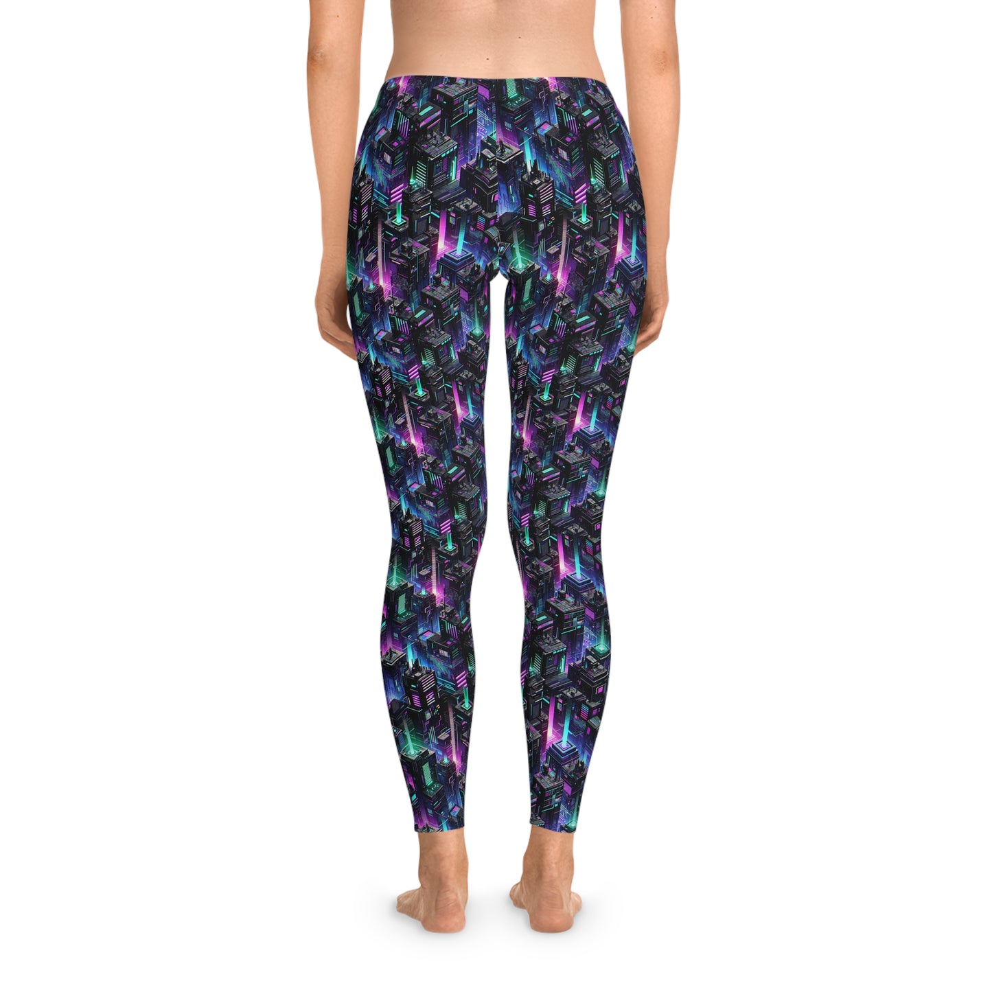 Tech Noir Graphics Futuristic Tech Aesthetics Stretch Leggings - 8404 Design-55