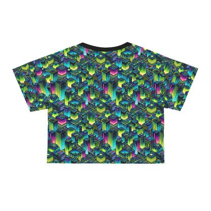 Tech-Infused Neon Tech-Forward Streetwear Crop Tee - 8404 Design-65