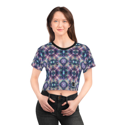 Iridescent Tech Fusion Tech-Forward Streetwear Crop Tee - 8404 Design-61