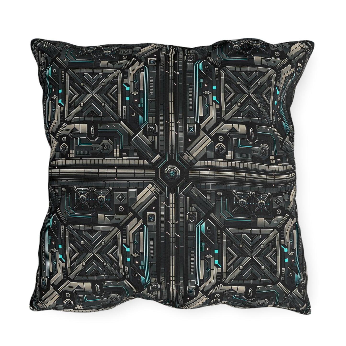 Tech Noir Futuristic Tech Aesthetic with a Dark Twist Outdoor Pillow - 8404 Design-59