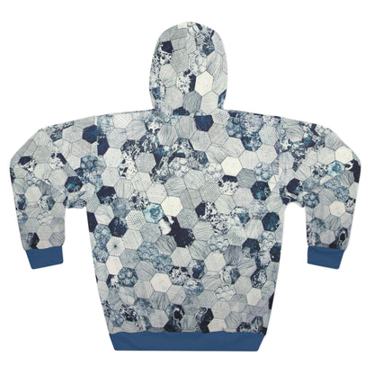 8404 Unisex Adult "hexagon in Blue" Fashion Pullover Hoodie