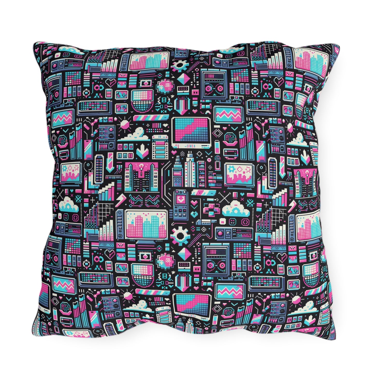 Digital Rebellion Youthful Streetwear with a Rebellious Digital Twist Outdoor Pillow - 8404 Design-71
