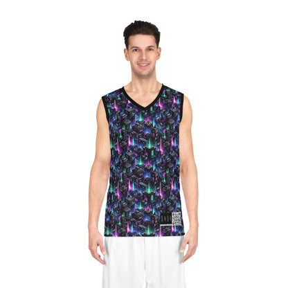 Tech Noir Graphics Futuristic Tech Aesthetics Basketball Jersey - 8404 Design-55