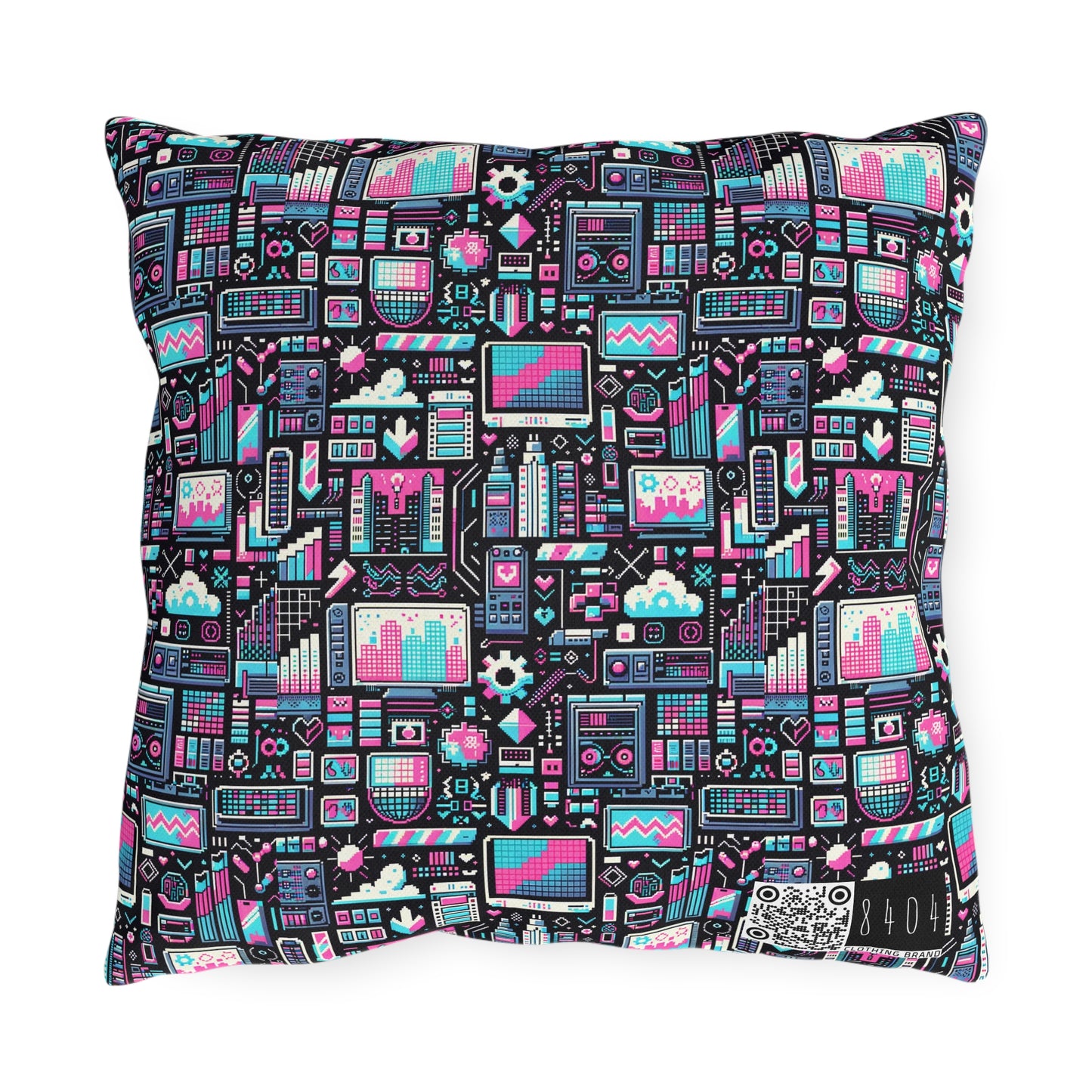 Digital Rebellion Youthful Streetwear with a Rebellious Digital Twist Outdoor Pillow - 8404 Design-71
