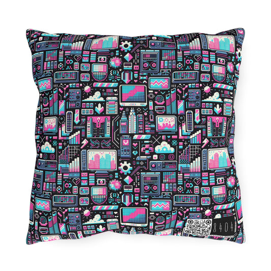 Digital Rebellion Youthful Streetwear with a Rebellious Digital Twist Outdoor Pillow - 8404 Design-71