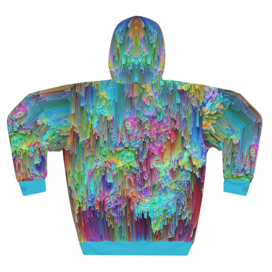 8404's Unisex Adult "trippy Rainfall in Teal" Fashion Pullover Hoodie