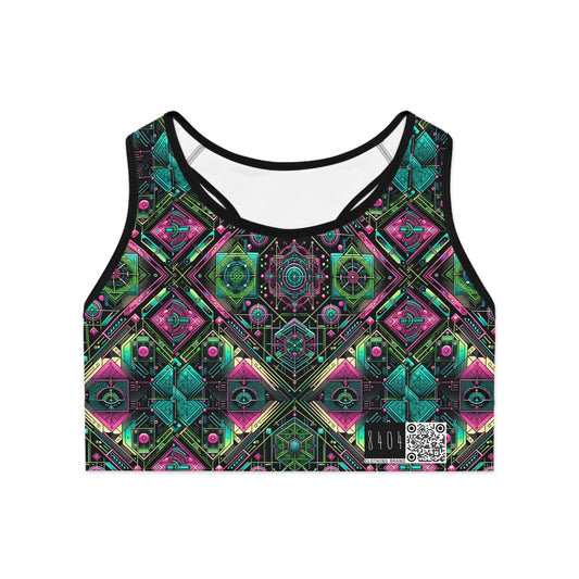 Tech-Infused Graphics Tech-Forward Streetwear Sports Bra - 8404 Design-45