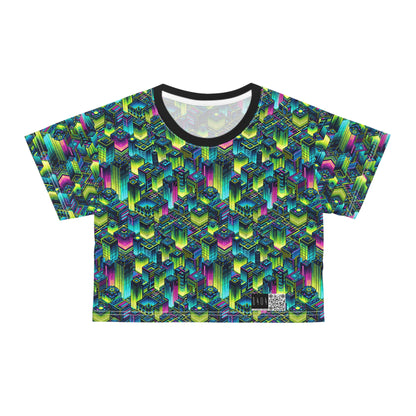 Tech-Infused Neon Tech-Forward Streetwear Crop Tee - 8404 Design-65
