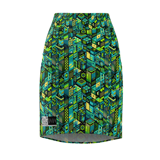 Tech-Infused Neon Tech-Forward Streetwear Women's Pencil Skirt - 8404 Design-61